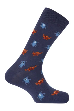 Punto Blanco Meias-Pacote com 3 meias curtas de algodão orgânico Stories Monsters azul