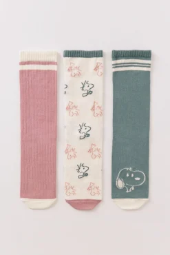 Women'secret Meias-Pacote com 3 meias longas do Snoopy estampado