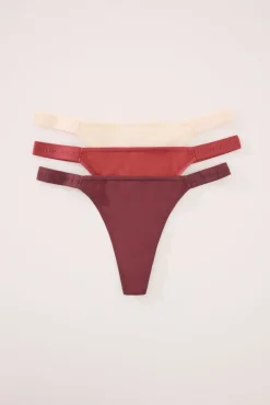 Women'secret Roupa Interior-Pacote com 3 tangas de algodão estampado brancas branco