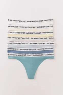 Women'secret Roupa Interior-Pacote com 7 tangas de algodão com logo branco