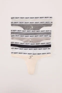 Women'secret Roupa Interior-Pacote com 7 tangas de algodão multicoloridas do Snoopy estampado