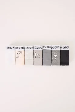 Women'secret Roupa Interior-Pacote com 7 tangas de algodão multicoloridas do Snoopy estampado