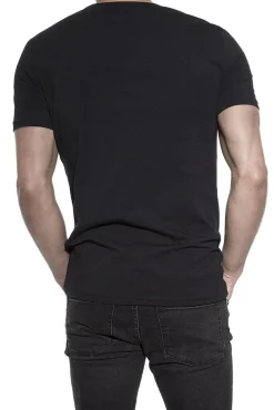 Bread & Boxers T-Shirts-Pacote de 2 camisetas elásticas gola caixa de algodão orgânico com gola redonda preto