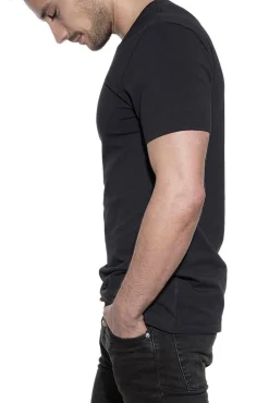 Bread & Boxers T-Shirts-Pacote de 2 camisetas elásticas de gola caixa em algodão orgânico marinho azul