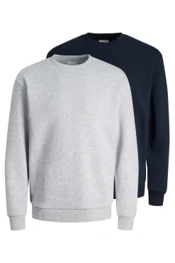 Jack & Jones Sweatshirts-Pacote de 2 moletons de corte regular cinzento