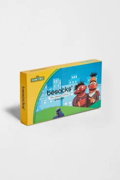 Besocks Meias|Meias-Pacote de 3 pares de meias de algodão orgânico SESAME STREET estampado