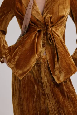 Hoss Intropia Calças-Paige. Calça veludo Dourado