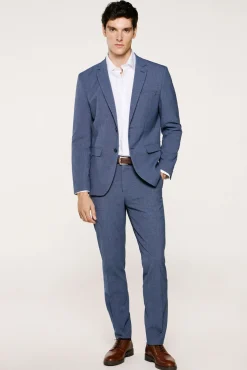 Selected Calças|Calças Clássicas-Pantalón de traje Slim Fit confeccionado con materiales reciclados. Azul