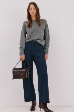 Cortefiel Calças-Pantalón punto roma espiga Azul