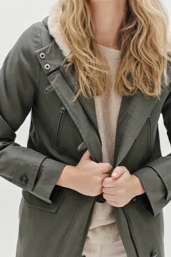 Caroll Sobretudos|Casacos-Parka 100% algodão Verde