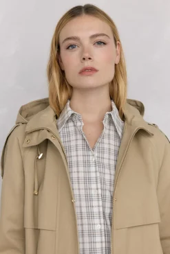 Pedro del Hierro Casacos-Parka acolchoada capuz Beige