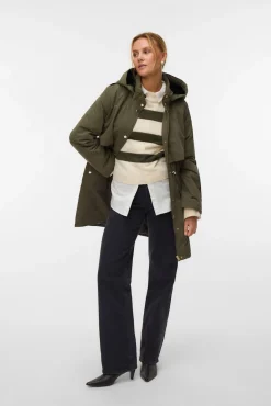 Vero Moda Sobretudos|Casacos-Parka com botões prateados Verde