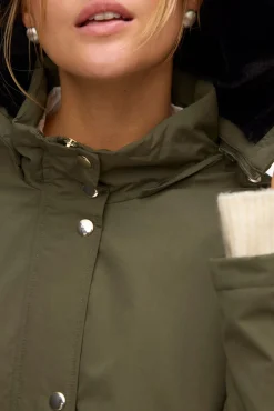 Vero Moda Sobretudos|Casacos-Parka com botões prateados Verde