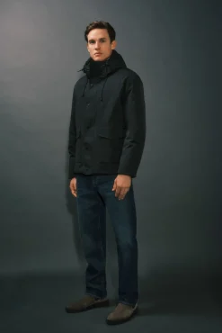 Cortefiel Sobretudos-Parka com capuz Preto