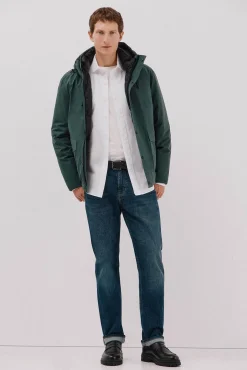 Cortefiel Sobretudos-Parka com capuz Verde