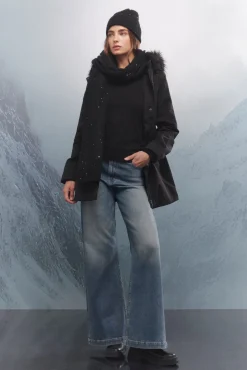 Springfield Casacos-Parka com capuz de pele Sorona Aura preto