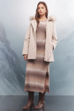 Springfield Casacos-Parka com capuz de pele Sorona Aura castanho