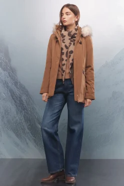 Springfield Casacos-Parka com capuz e zíper metálico Sorona Aura cru