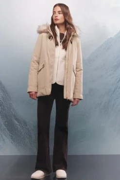 Springfield Casacos-Parka com capuz e zíper metálico Sorona Aura camel