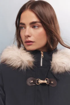 Springfield Casacos-Parka com capuz e zíper metálico Sorona Aura azul