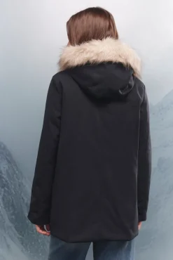 Springfield Casacos-Parka com capuz e zíper metálico Sorona Aura azul