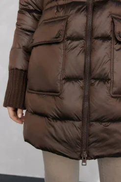 Pedro del Hierro Casacos|Acolchoados E Agasalhos-Parka comprida acolchoada Marrom
