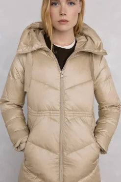Pedro del Hierro Casacos|Acolchoados E Agasalhos-Parka comprida capuz Ecru