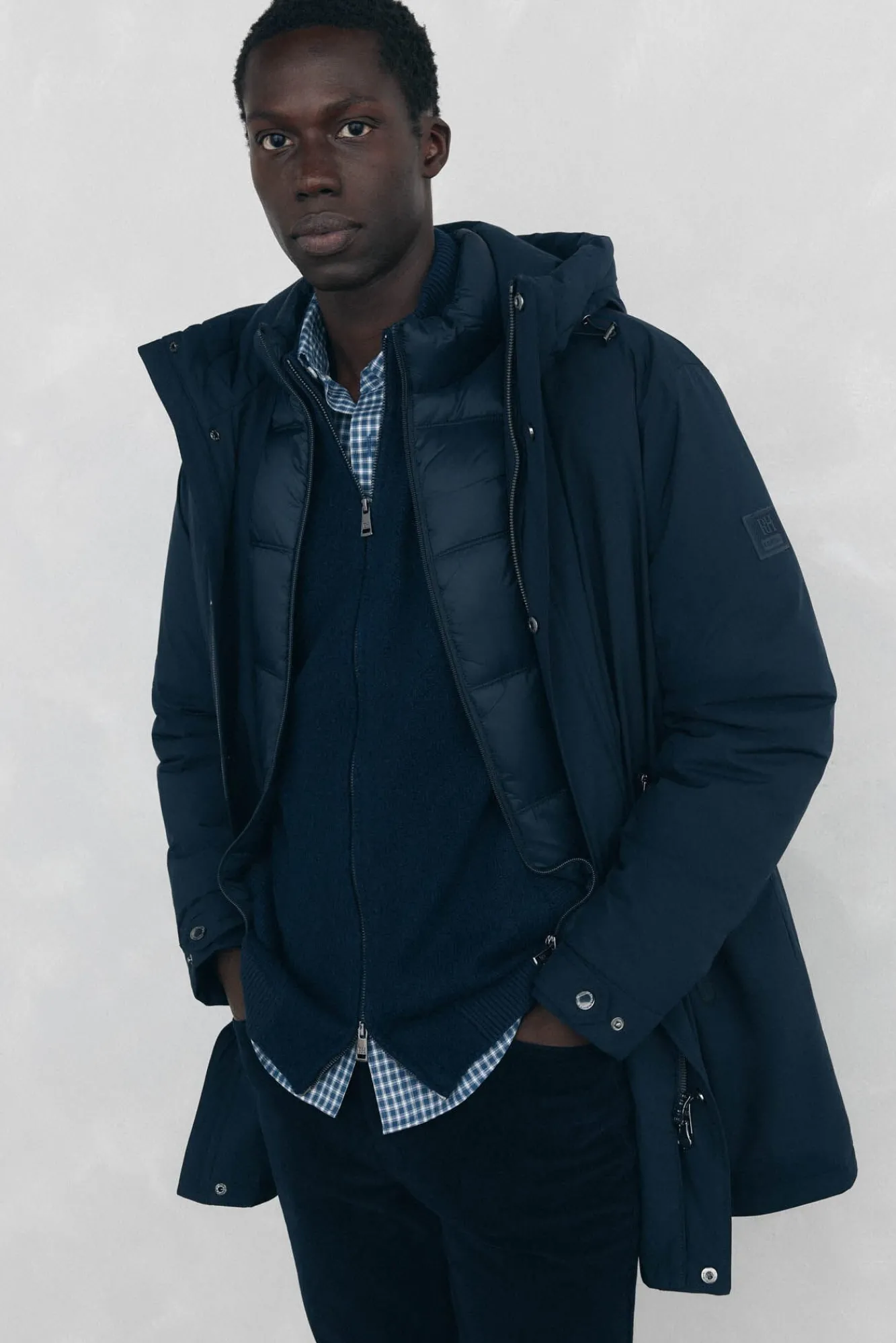 Pedro del Hierro Sobretudos-Parka curta capuz Azul