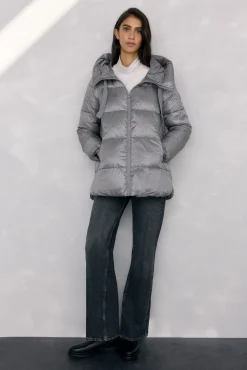 Pedro del Hierro Casacos|Acolchoados E Agasalhos-Parka curta capuz Cizento