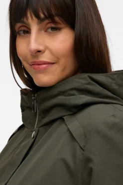Vero Moda Curve Sobretudos|Casacos-Parka curta com capuz plus size Verde