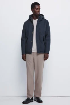 Springfield Sobretudos-Parka curta com efeito de lã azul