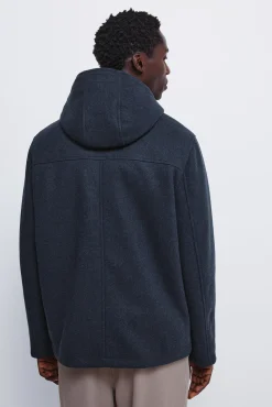 Springfield Sobretudos-Parka curta com efeito de lã azul