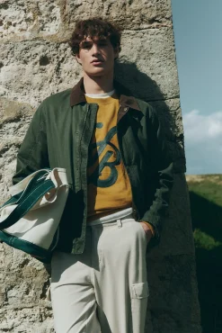 Springfield Sobretudos-Parka curta com gola de veludo cotelê estampado