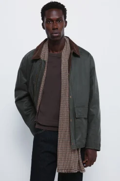 Springfield Sobretudos-Parka curta com gola de veludo cotelê estampado