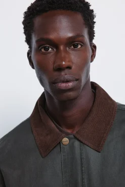 Springfield Sobretudos-Parka curta com gola de veludo cotelê estampado