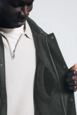 Springfield Sobretudos-Parka curta de gola veludo Caqui escuro