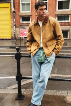 Springfield Sobretudos-Parka curta de gola veludo estampado