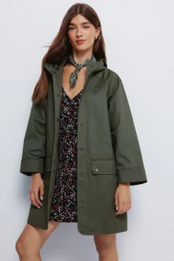 Springfield Casacos-Parka de algodão com capuz Caqui escuro