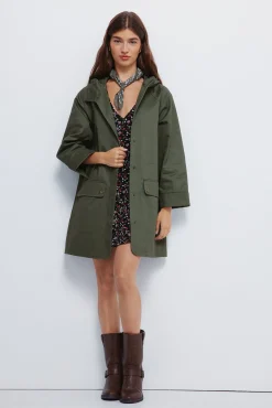 Springfield Casacos-Parka de algodão com capuz Caqui escuro