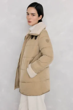 Pedro del Hierro Casacos|Acolchoados E Agasalhos-Parka de borrego lisa Beige
