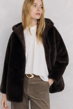 Pedro del Hierro Casacos|Acolchoados E Agasalhos-Parka de pele reversível Marrom