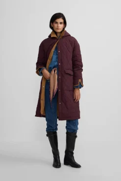 Silbon Sobretudos|Casacos-Parka longa acolchoada com detalhes de veludo cotelê Granada