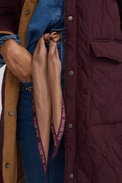 Silbon Sobretudos|Casacos-Parka longa acolchoada com detalhes de veludo cotelê Granada