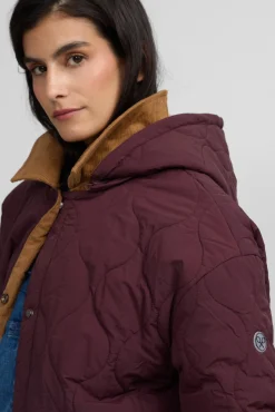 Silbon Sobretudos|Casacos-Parka longa acolchoada com detalhes de veludo cotelê Granada