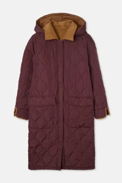 Silbon Sobretudos|Casacos-Parka longa acolchoada com detalhes de veludo cotelê Granada