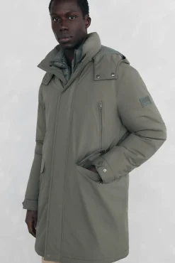 Pedro del Hierro Sobretudos-Parka longa com capuz e vista Verde
