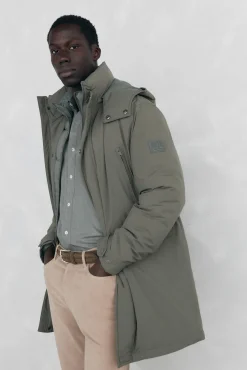 Pedro del Hierro Sobretudos-Parka longa com capuz e vista Verde