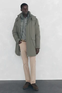 Pedro del Hierro Sobretudos-Parka longa com capuz e vista Verde