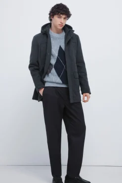 Springfield Sobretudos-Parka longa com efeito de lã cinzento