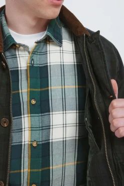 Springfield Sobretudos-Parka xadrez com gola de veludo cotelê verde